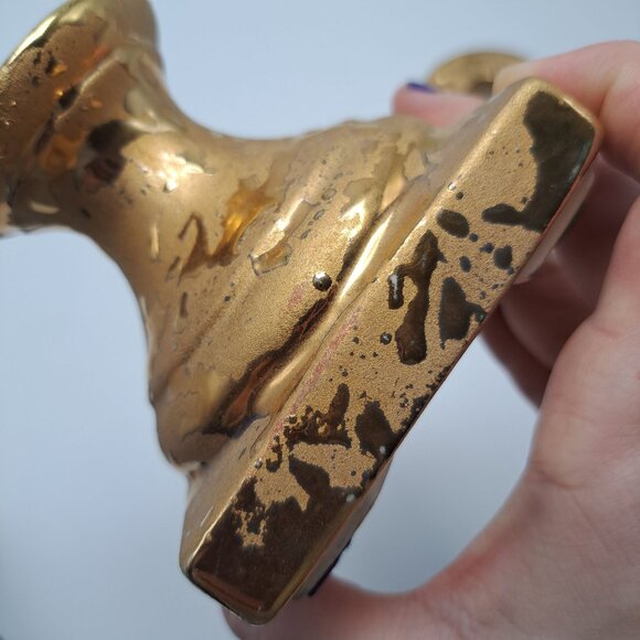 Wheeping Gold Tapered Short Candle Holders - Picture 10 of 11